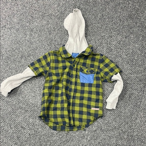 Hudson Jeans Toddler Flannel and Thermal Hooded Button Down Plaid Boys 3T - Picture 1 of 5